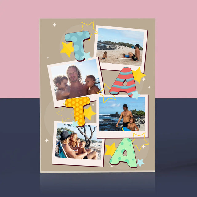 Fotokoláž: Písmenka Táta - Akrylový Blok