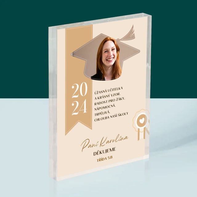 Fotka A Textem: Diplom Pro Učitele - Akrylový Blok