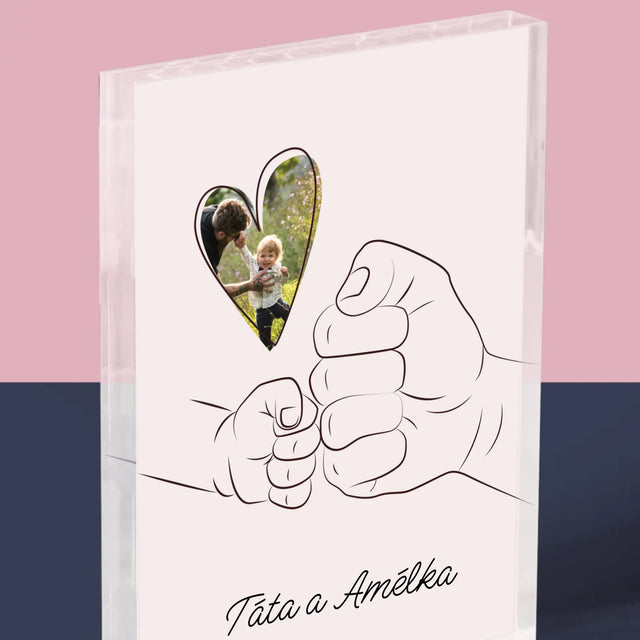 Fotka A Textem: Táta Dítě Ručička - Akrylový Blok