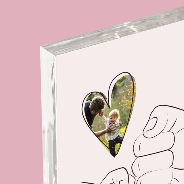 Fotka A Textem: Táta Dítě Ručička - Akrylový Blok