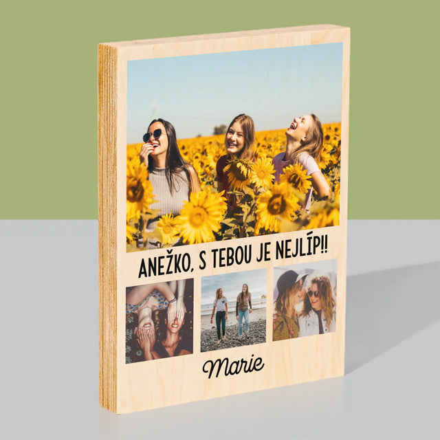 Fotokoláž: Nejlepší Kamarádky - Tisk Na Dřevo