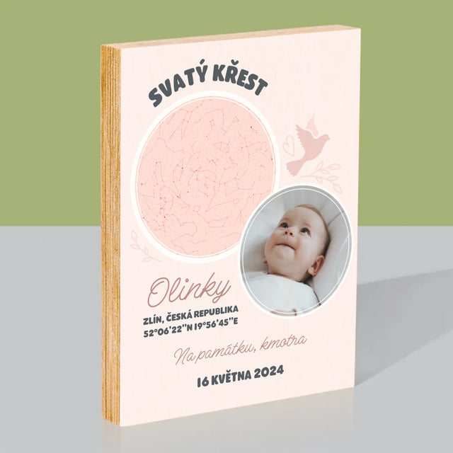 Hvězdná Mapa: Křest - Tisk Na Dřevo