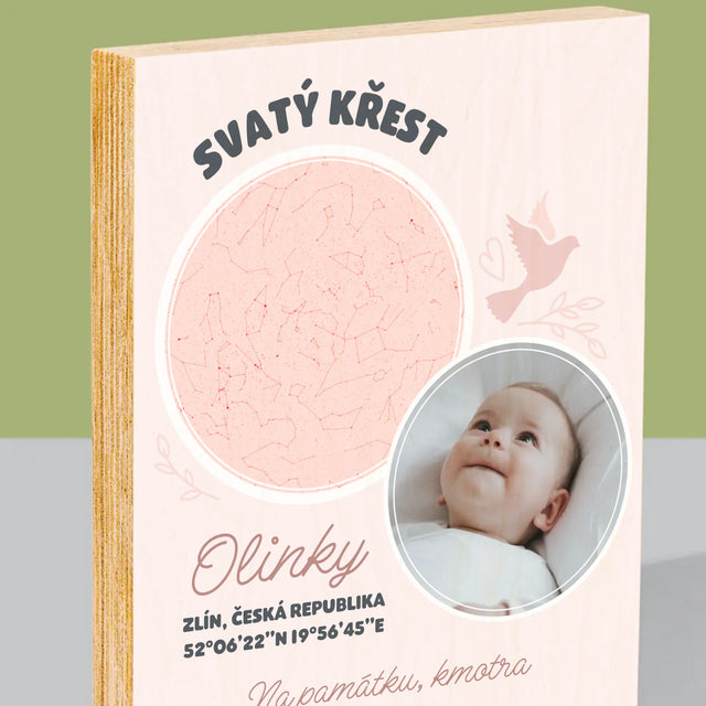 Hvězdná Mapa: Křest - Tisk Na Dřevo