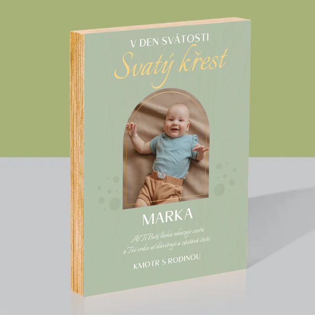 Fotka A Textem: Svátost Svatého Křtu - Tisk Na Dřevo