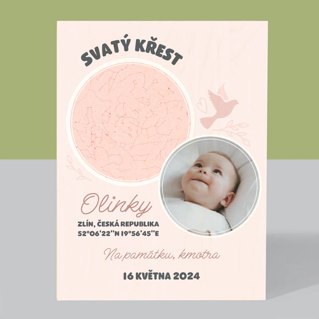 Hvězdná Mapa: Křest - Tisk Na Dřevo