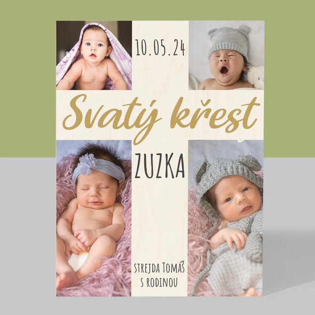Fotokoláž: Svatý Křest Kříž - Tisk Na Dřevo