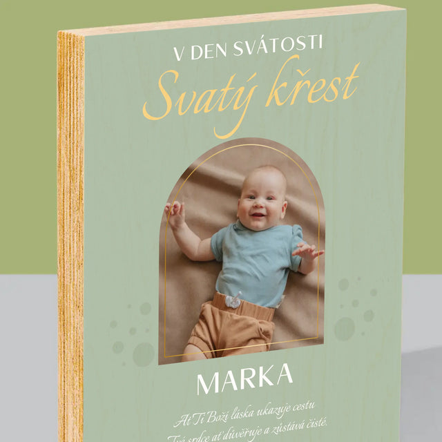 Fotka A Textem: Svátost Svatého Křtu - Tisk Na Dřevo