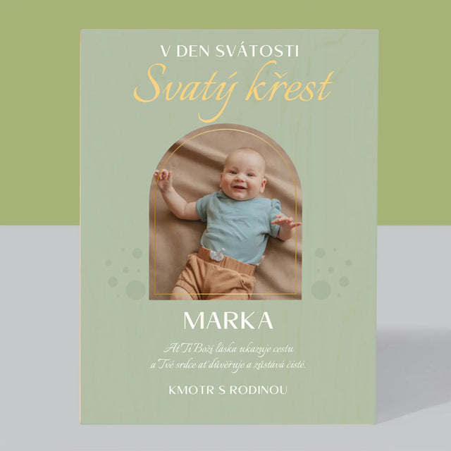 Fotka A Textem: Svátost Svatého Křtu - Tisk Na Dřevo