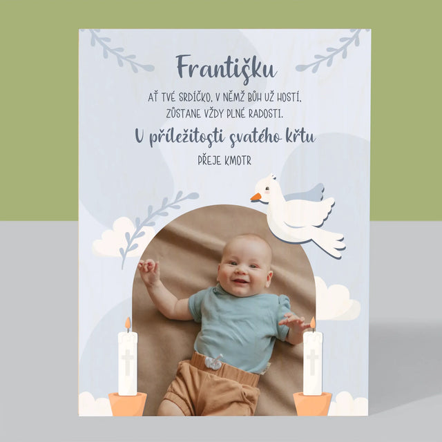 Fotka A Textem: U Příležitosti Svatého Křtu Přání - Tisk Na Dřevo