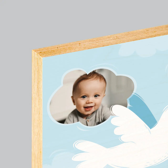 Fotka A Textem: Památka Na Křest Holoubek - Tisk Na Dřevo