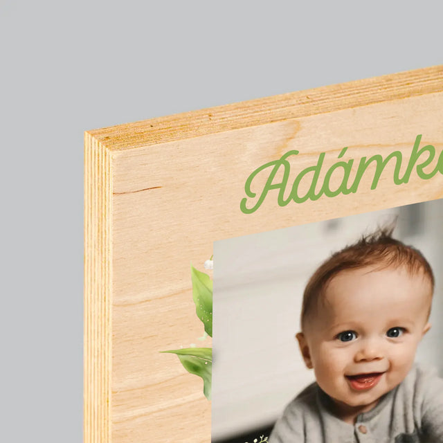 Fotka A Textem: Památka Na Křest Konvalinky - Tisk Na Dřevo