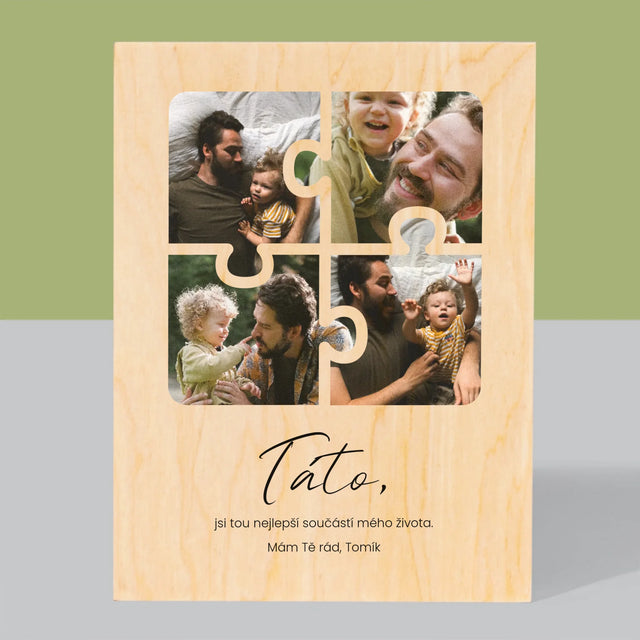 Fotokoláž: Puzzle Fotky Pro Tátu - Tisk Na Dřevo