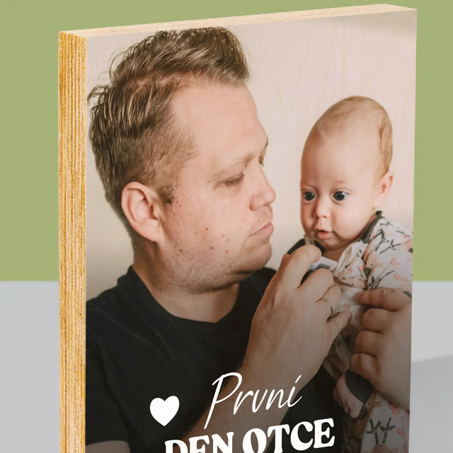 Fotka A Textem: První Den Otce - Tisk Na Dřevo