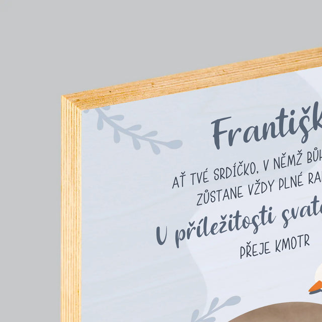 Fotka A Textem: U Příležitosti Svatého Křtu Přání - Tisk Na Dřevo