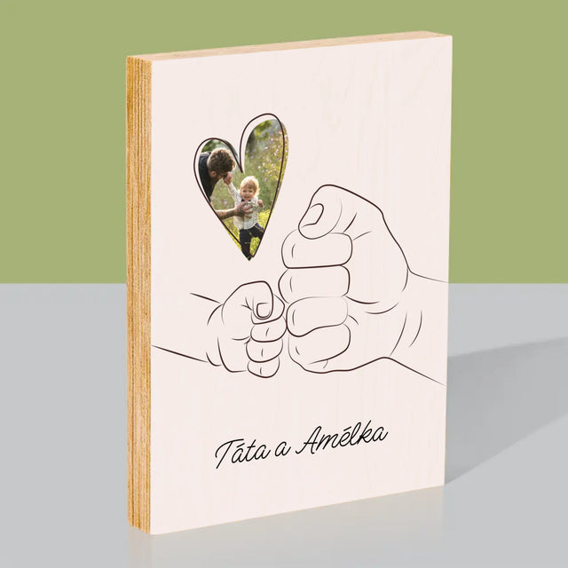Fotka A Textem: Táta Dítě Ručička - Tisk Na Dřevo