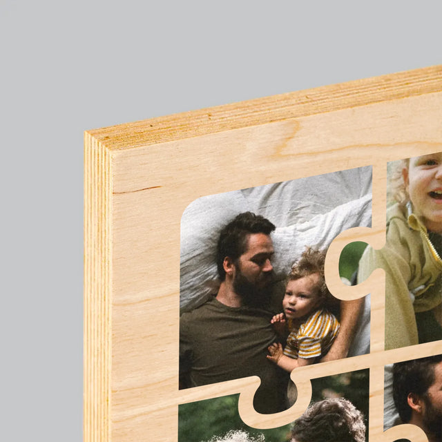 Fotokoláž: Puzzle Fotky Pro Tátu - Tisk Na Dřevo