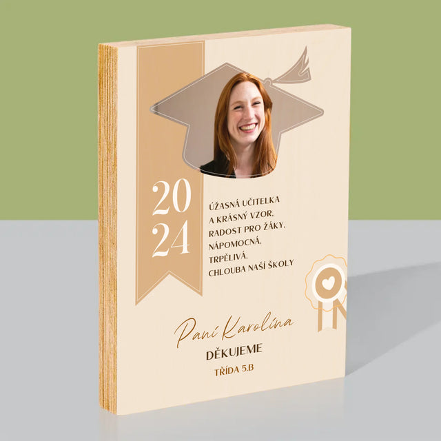 Fotka A Textem: Diplom Pro Učitele - Tisk Na Dřevo