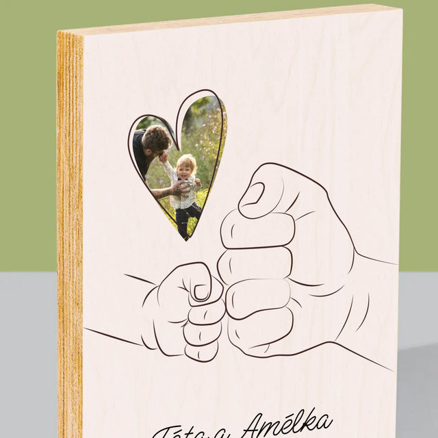 Fotka A Textem: Táta Dítě Ručička - Tisk Na Dřevo