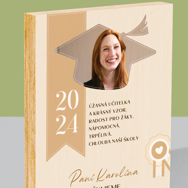 Fotka A Textem: Diplom Pro Učitele - Tisk Na Dřevo