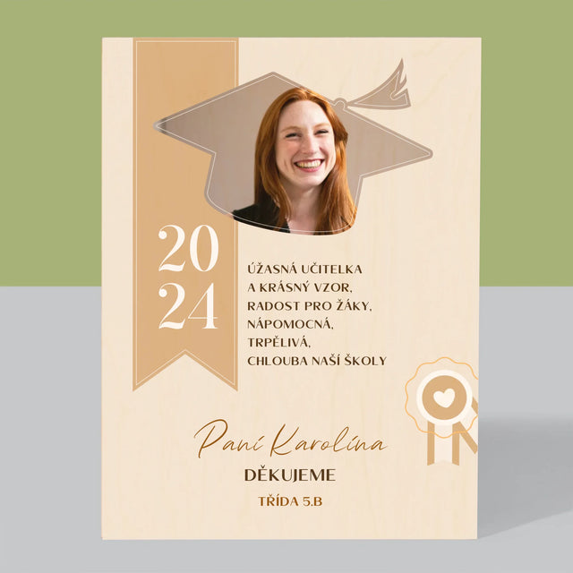 Fotka A Textem: Diplom Pro Učitele - Tisk Na Dřevo