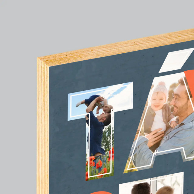 Fotokoláž: Táta Je Nejlepší - Tisk Na Dřevo