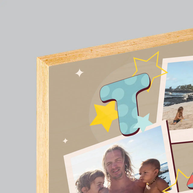 Fotokoláž: Písmenka Táta - Tisk Na Dřevo