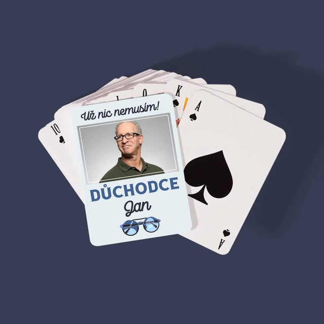 Fotka A Textem: Už Nic Nemusím! Důchodce - Hrací Karty