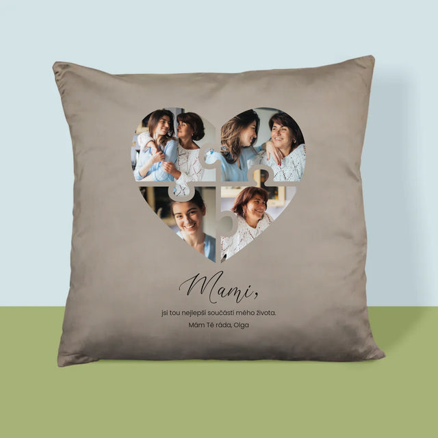 Fotokoláž: Puzzle Srdce Pro Mámu - Polštář