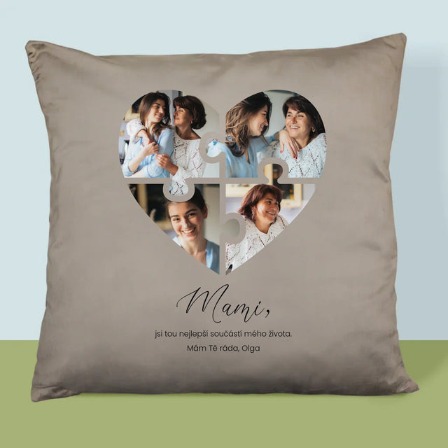 Fotokoláž: Puzzle Srdce Pro Mámu - Polštář