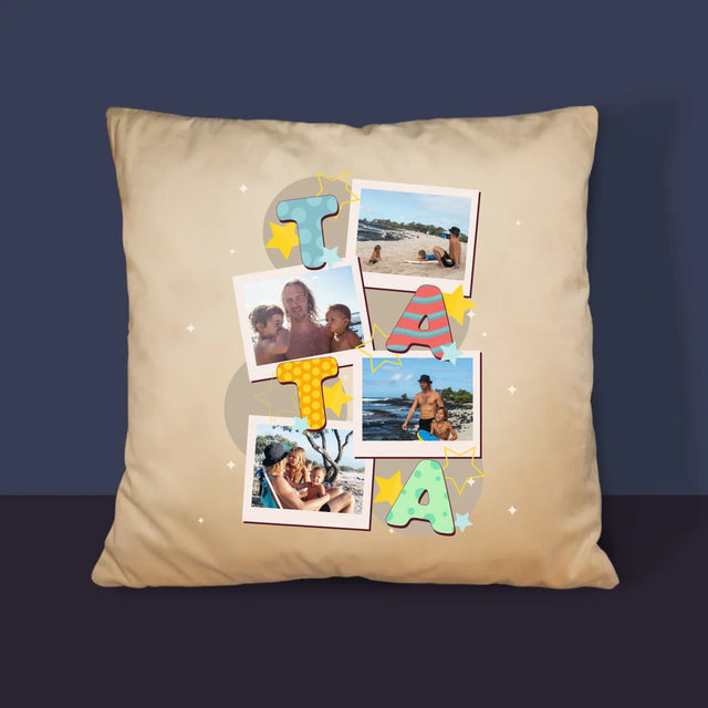 Fotokoláž: Písmenka Táta - Polštář