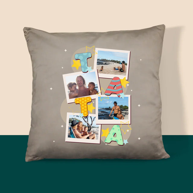 Fotokoláž: Písmenka Táta - Polštář