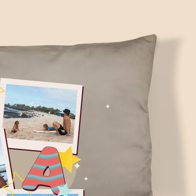 Fotokoláž: Písmenka Táta - Polštář