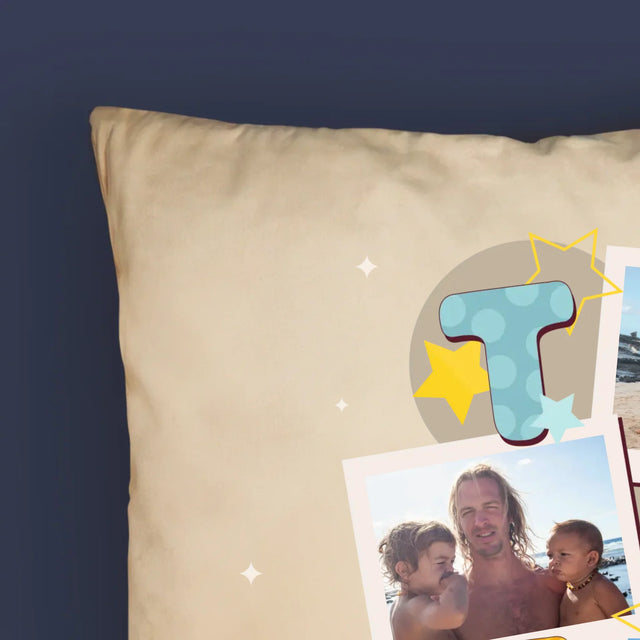 Fotokoláž: Písmenka Táta - Polštář