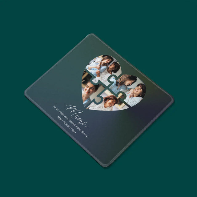 Fotokoláž: Puzzle Srdce Pro Mámu - Podložka Pod Myš