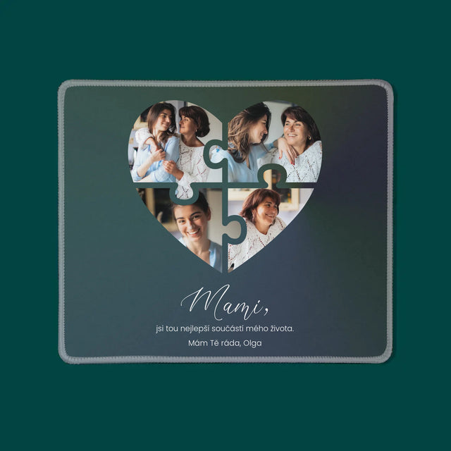 Fotokoláž: Puzzle Srdce Pro Mámu - Podložka Pod Myš