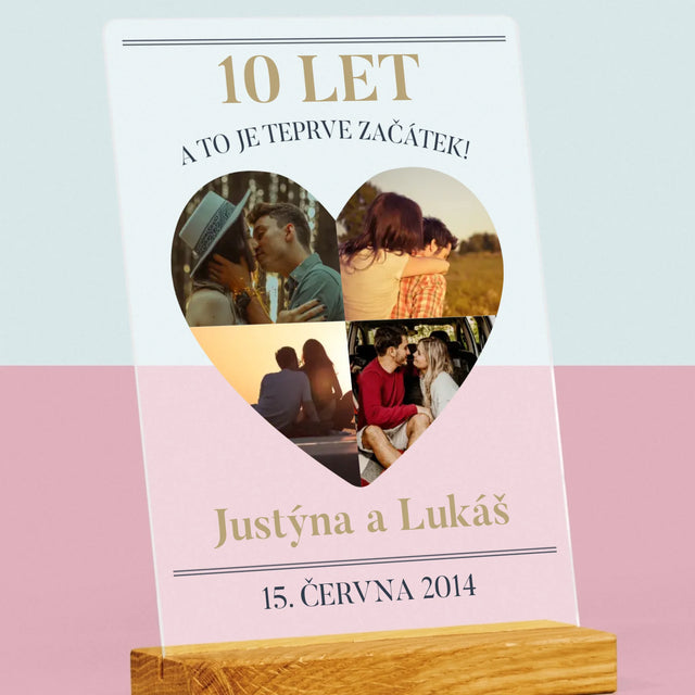 Tvar Z Fotek: Výročí Srdce - Tisk Na Akrylovém Skle