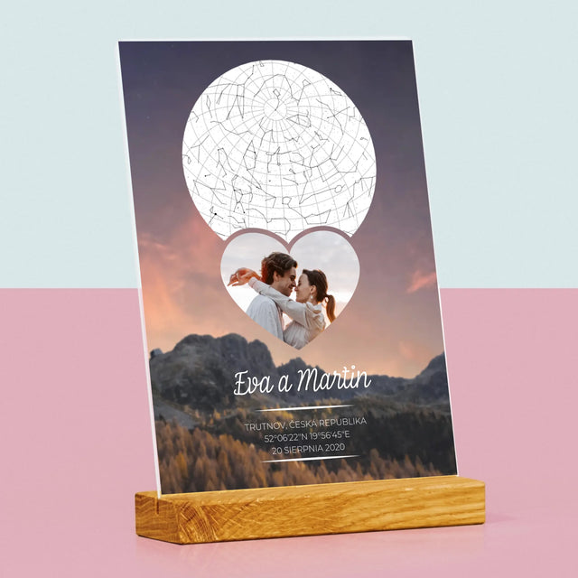 Hvězdná Mapa: Zamilovaný Pár Na Horách - Tisk Na Akrylovém Skle