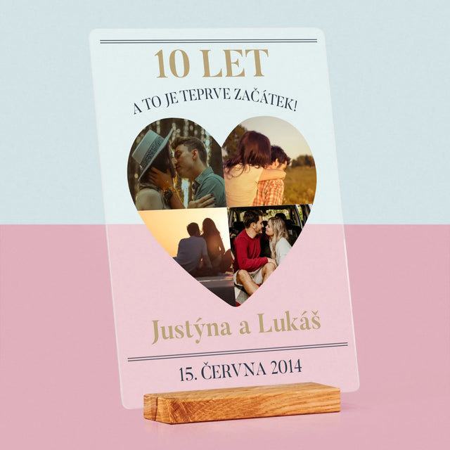 Tvar Z Fotek: Výročí Srdce - Tisk Na Akrylovém Skle