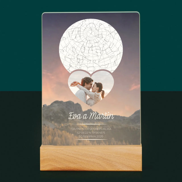 Hvězdná Mapa: Zamilovaný Pár Na Horách - Tisk Na Akrylovém Skle