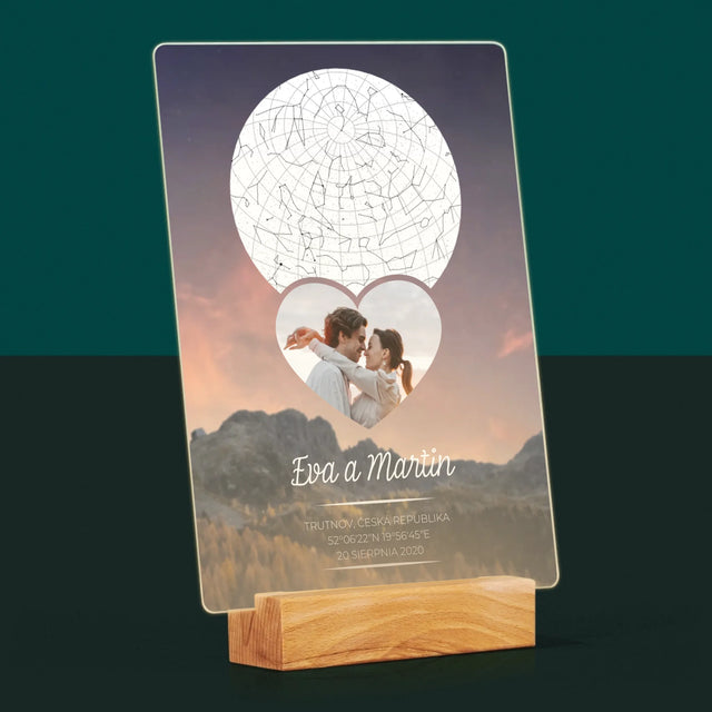 Hvězdná Mapa: Zamilovaný Pár Na Horách - Tisk Na Akrylovém Skle