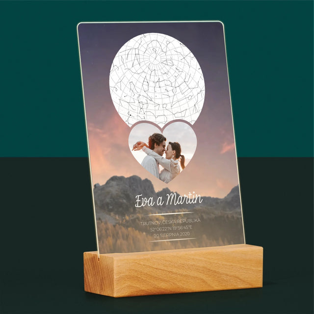 Hvězdná Mapa: Zamilovaný Pár Na Horách - Tisk Na Akrylovém Skle