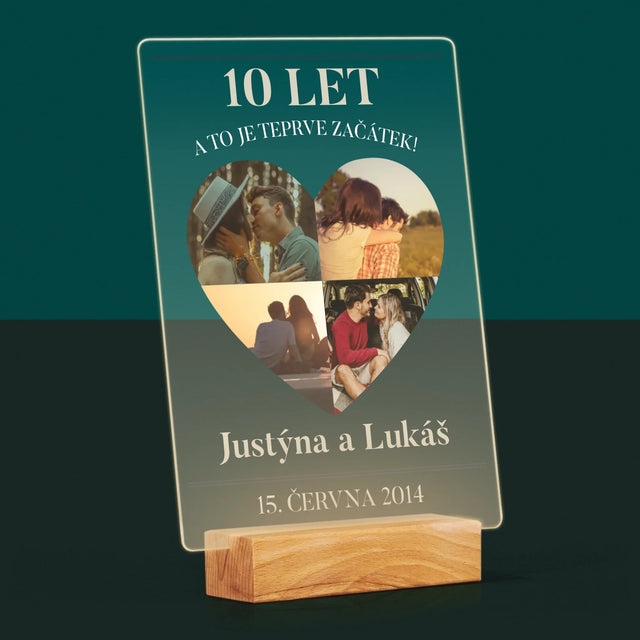 Tvar Z Fotek: Výročí Srdce - Tisk Na Akrylovém Skle