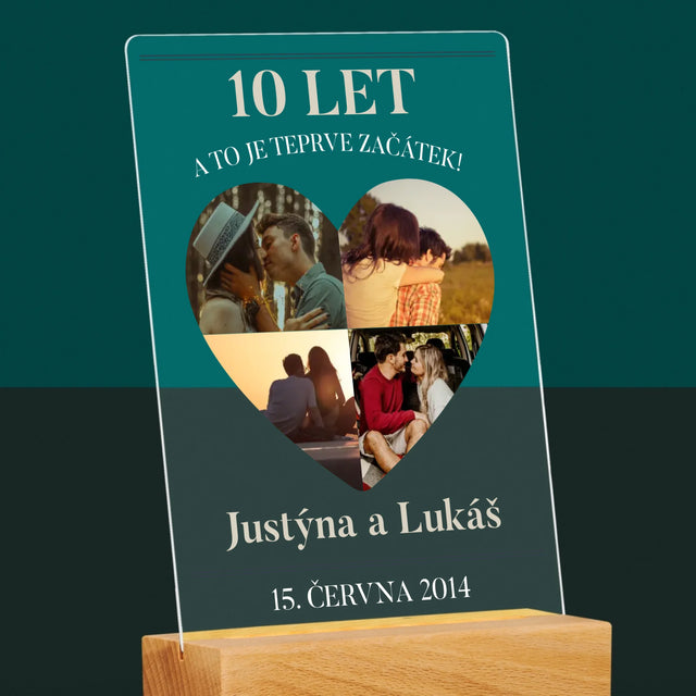 Tvar Z Fotek: Výročí Srdce - Tisk Na Akrylovém Skle