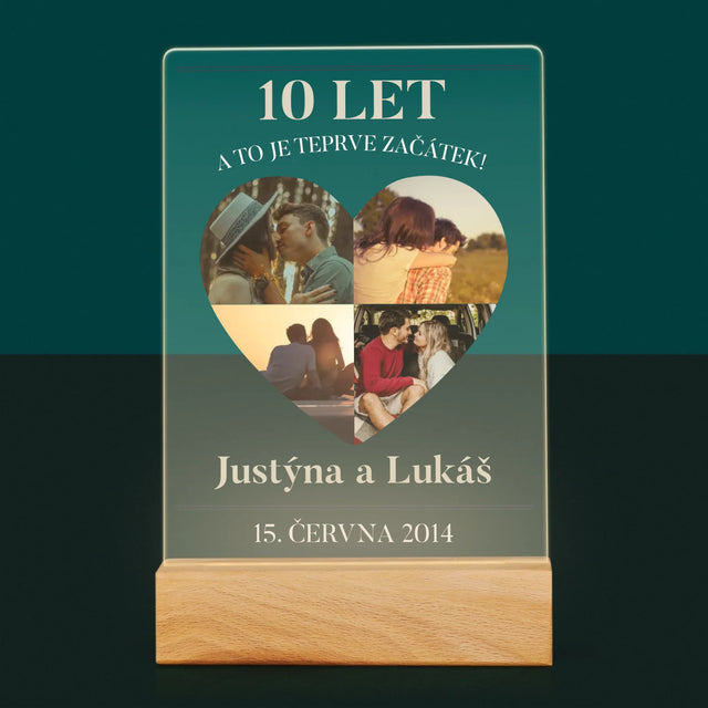 Tvar Z Fotek: Výročí Srdce - Tisk Na Akrylovém Skle