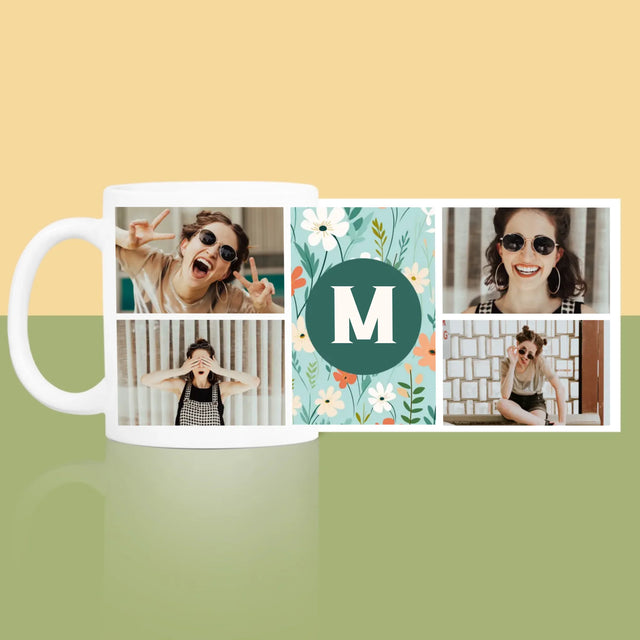 Fotokoláž: Květinový Monogram - Hrnek