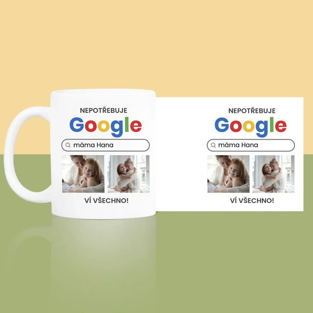 Fotokoláž: Nepotřebuji Google - Hrnek