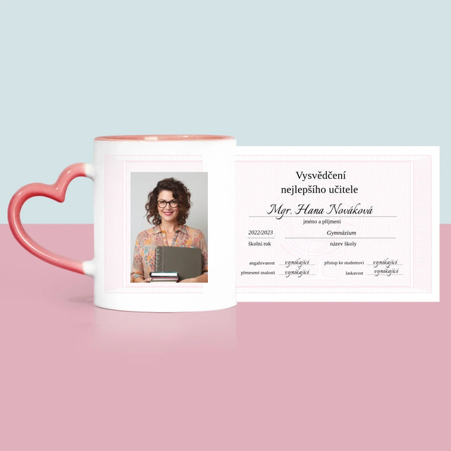 Fotka A Textem: Vysvědčení Nejlepšího Učitele - Hrnek