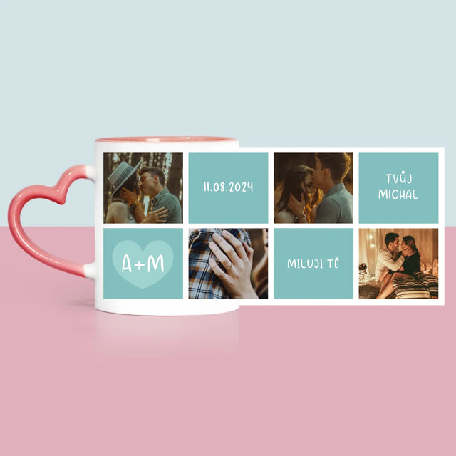 Fotokoláž: Miluji Tě Iniciály - Hrnek