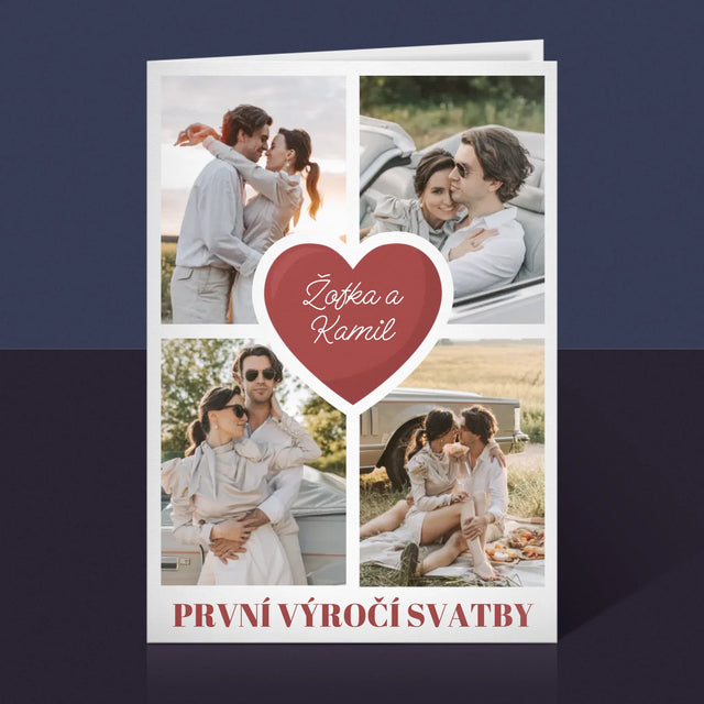 Fotokoláž: První Výročí Srdce - Přání