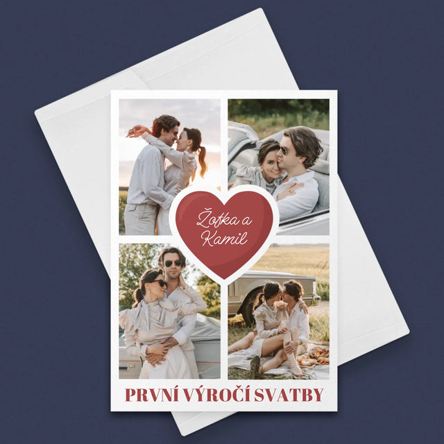 Fotokoláž: První Výročí Srdce - Přání